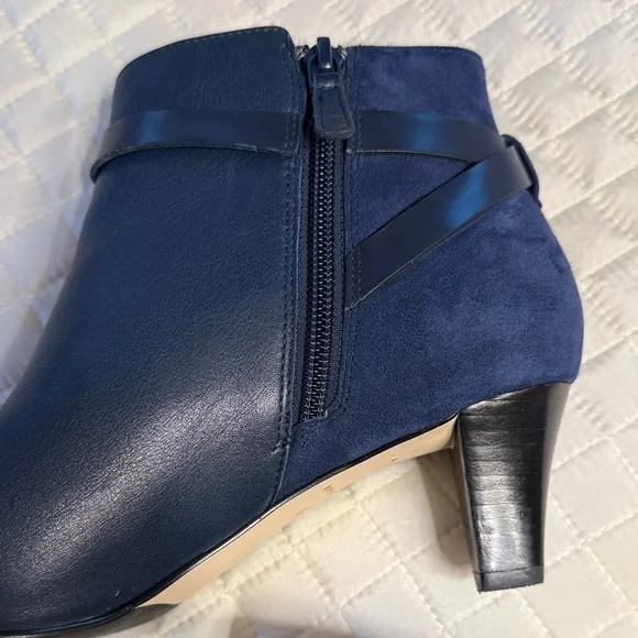 Cole Haan Grand OS Signature Suede & Leather Navy Ankle Boots - Picture 3 of 15
